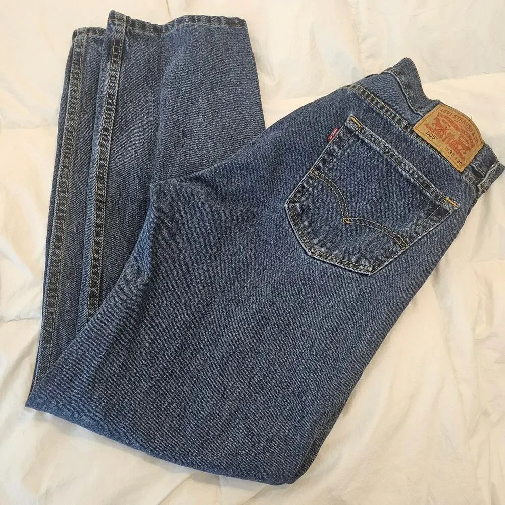 Levi’s 505 Jeans Men’s 35x32 Regular Fit Straight Leg Medium Wash Denim